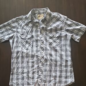 Wrangler Gray Plaid Button-Down Shirt